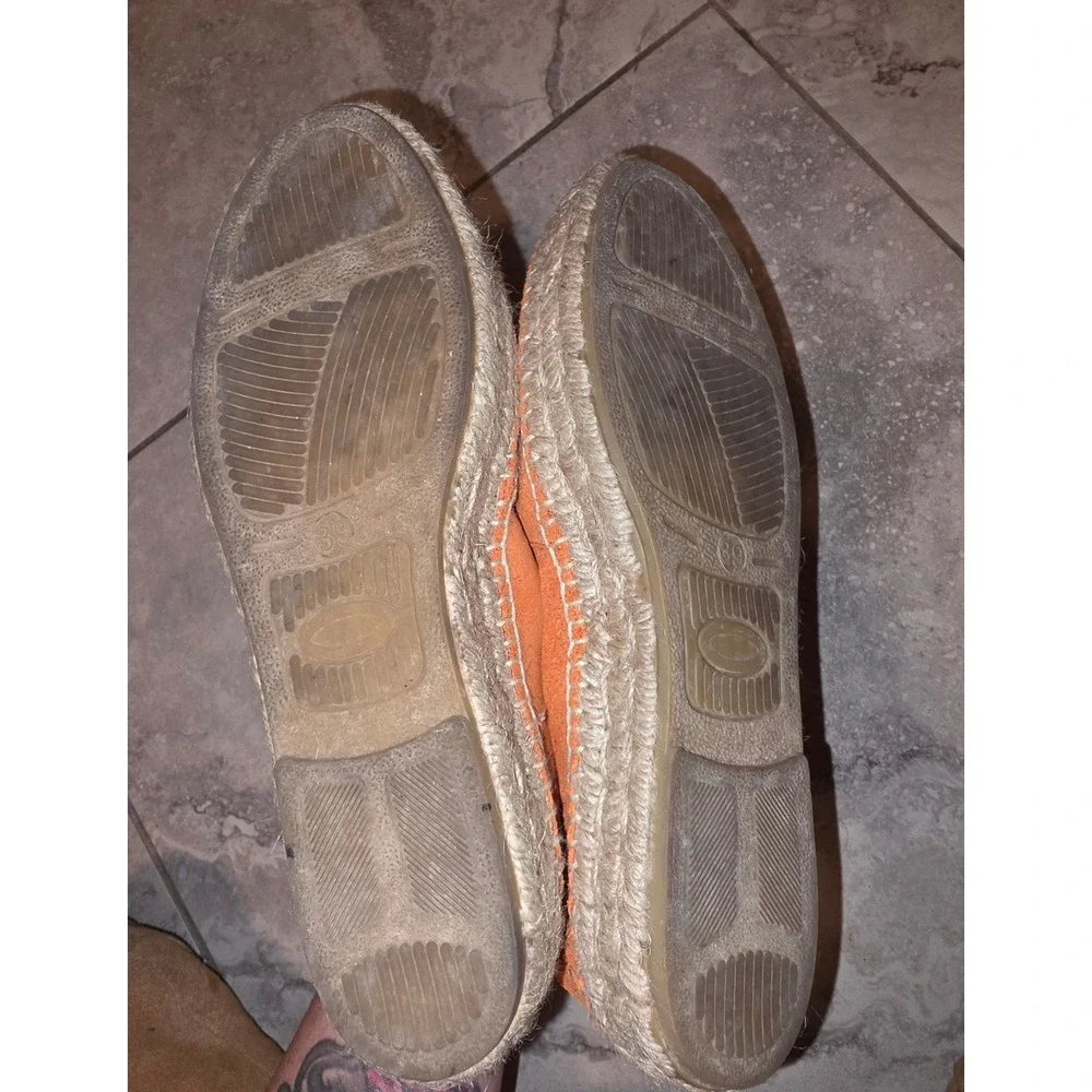 Jutelia Orange Suede Espadrille Flats Made in Spain Women Size 39 Slip On Shoes